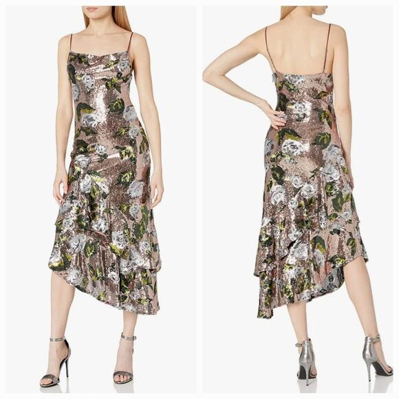 House of Harlow 1960 x REVOLVE Nicoleta Dress in Rose Gold Floral Small - Picture 1 of 14